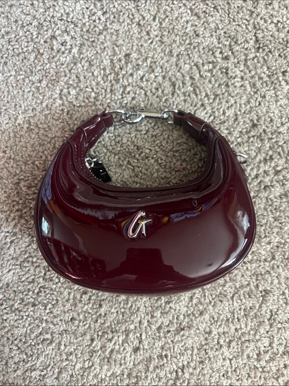 Glamaholic Nano Mirror Hobo Bag in Deep Burgundy